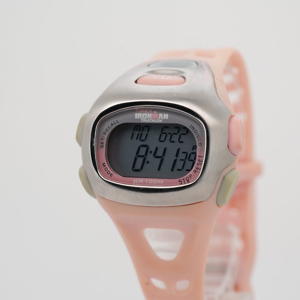 Timex Ironman Triathlon T5F931 Pink Petite Sport Watch 75 Lap Memory New Batt